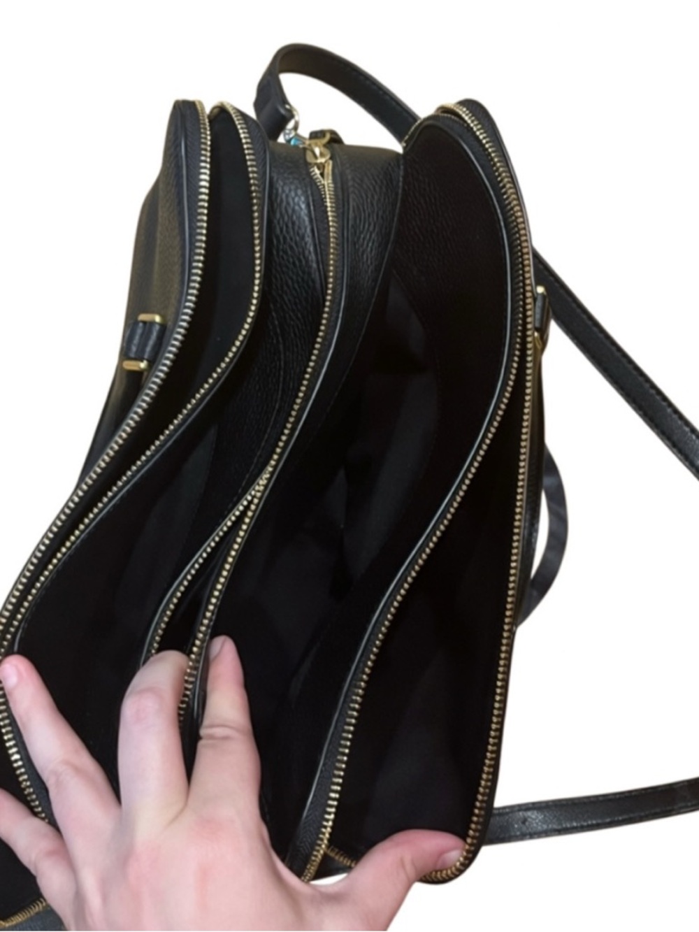 TORY BURCH Georgia Black Triple Zip Satchel Crossbody – Pristine Condition! - Picture 9 of 12